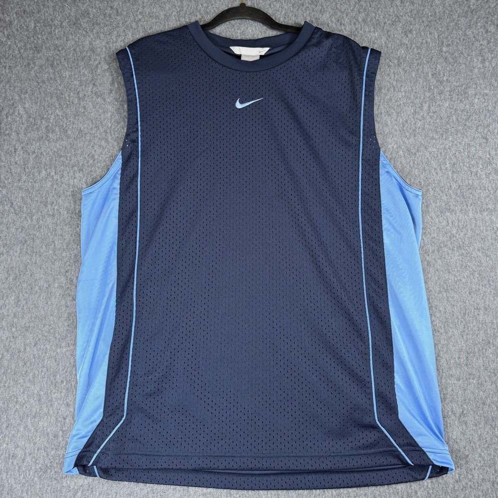 Nike Basketball Jersey Center Swoosh Vintage  Silver Tag Baby Blue 90s XL